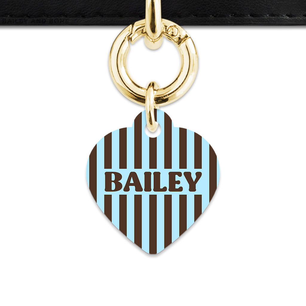 Blue And Brown Stripes Pet ID Tag