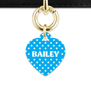 Blue And White Polka Dots Pet ID Tag