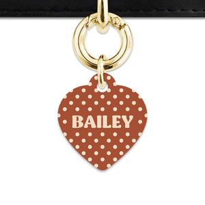 Brown And Beige Polka Dots Pet ID Tag