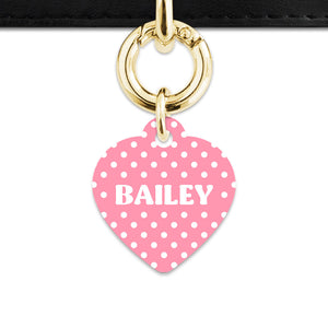 Pink And White Polka Dot Pet ID Tag