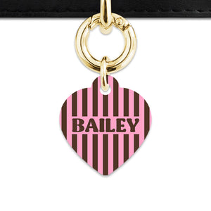 Pink And Brown Stripes Pet ID Tag