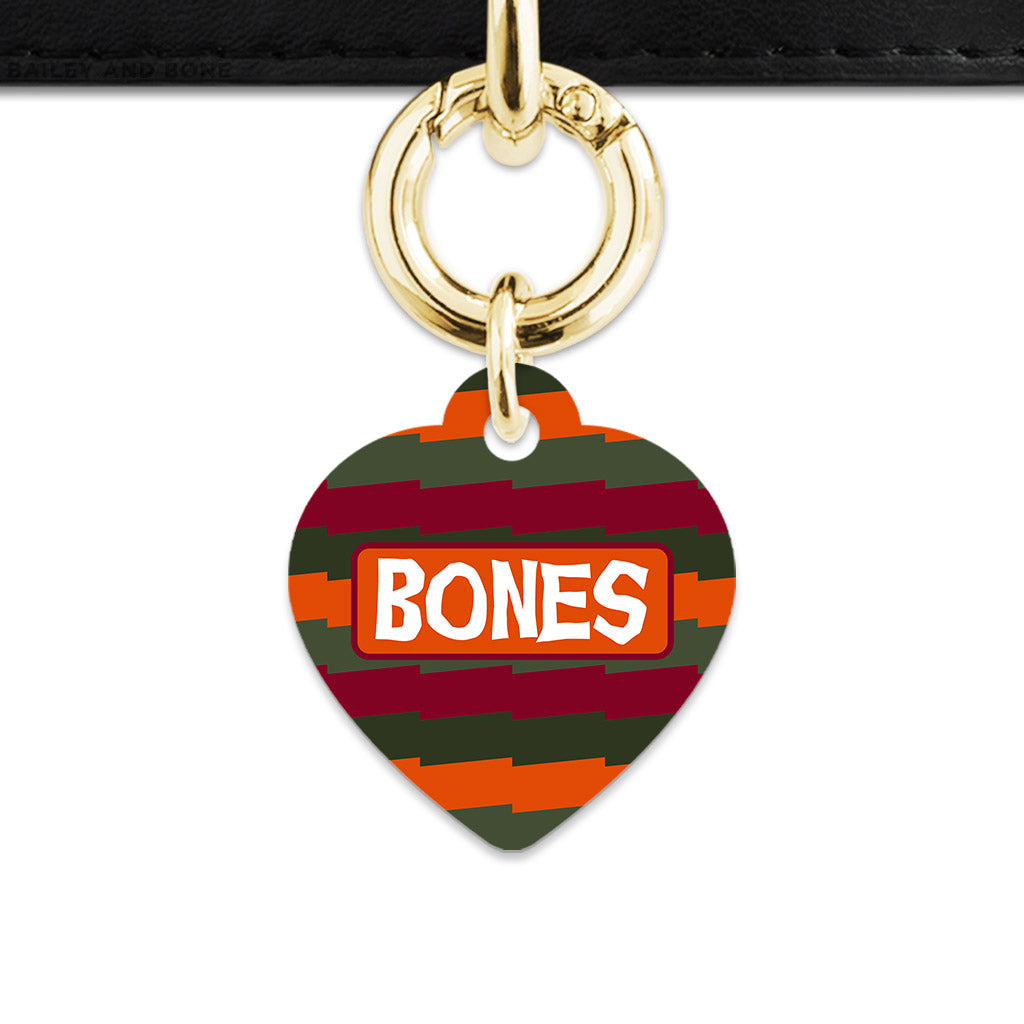 Green And Orange Spooky Stripes Pet ID Tag