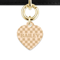 Beige And Tan Checkers Pet ID Tag