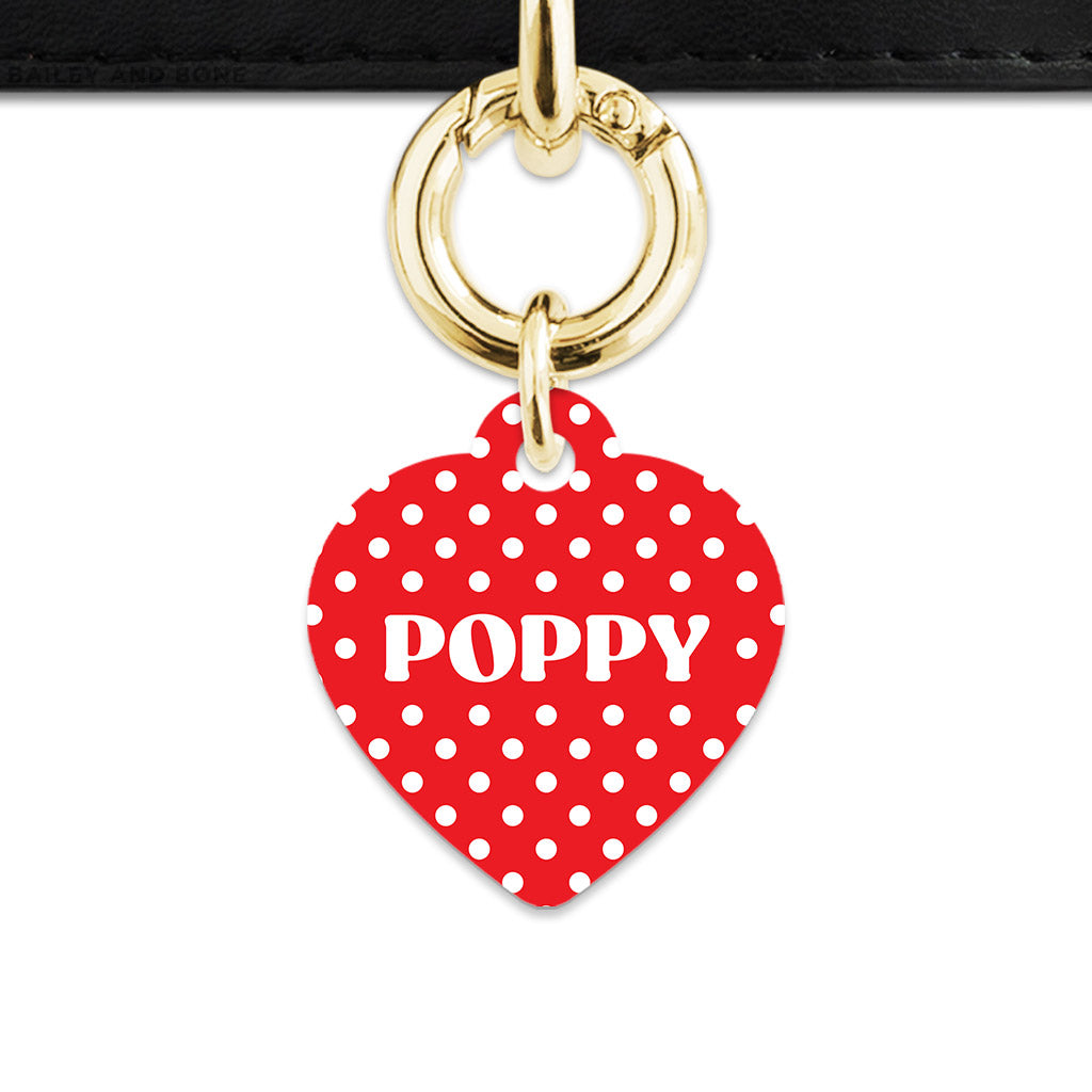 Red And White Polka Dots Pet ID Tag