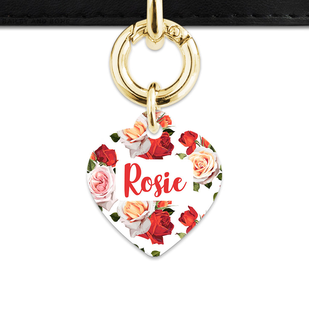 Red And White Roses Pet ID Tag