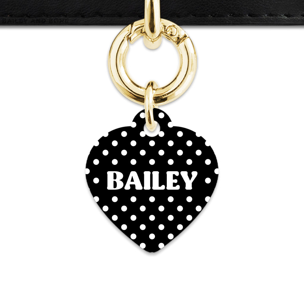 Black And White Polka Dots Pet ID Tag
