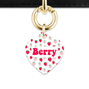 Pink And Red Strawberries Pet ID Tag