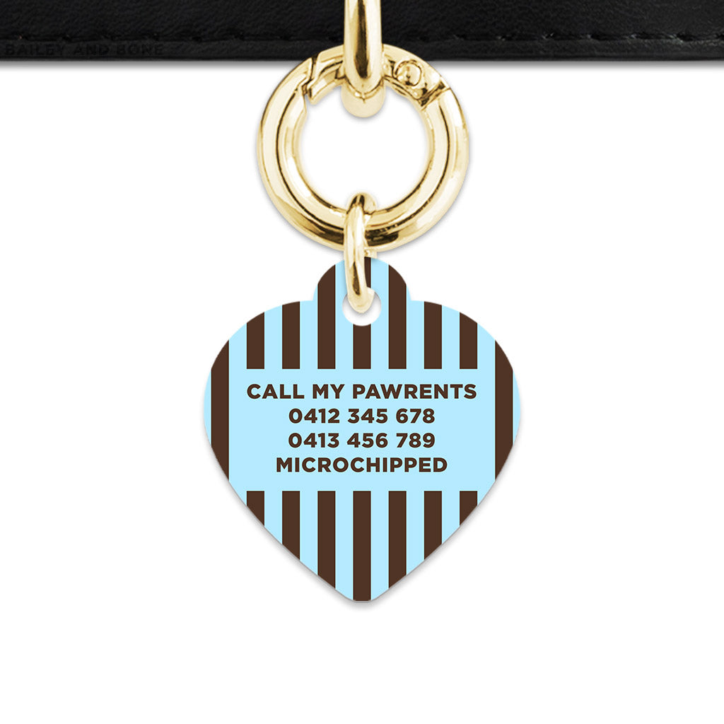 Blue And Brown Stripes Pet ID Tag