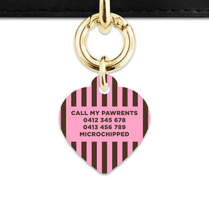 Pink And Brown Stripes Pet ID Tag