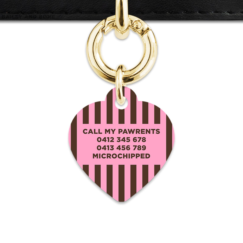 Pink And Brown Stripes Pet ID Tag