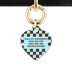 Blue And Brown Checkers Pet ID Tag