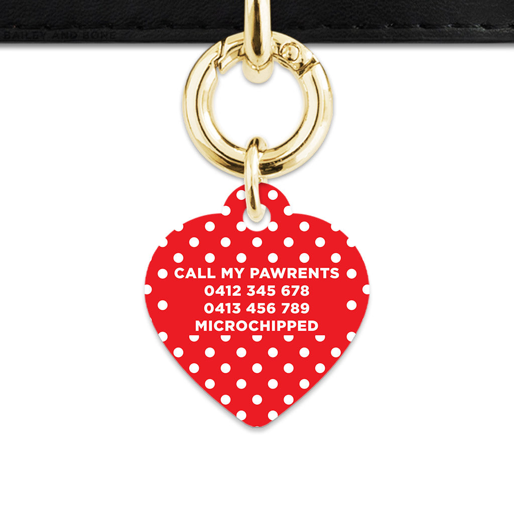 Red And White Polka Dots Pet ID Tag