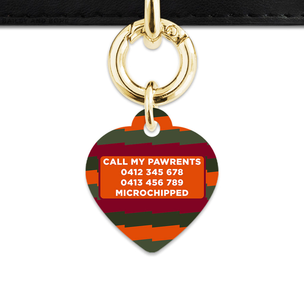 Green And Orange Spooky Stripes Pet ID Tag