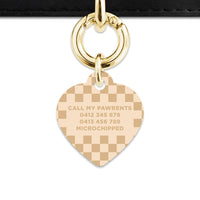 Beige And Tan Checkers Pet ID Tag