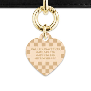 Beige And Tan Checkers Pet ID Tag