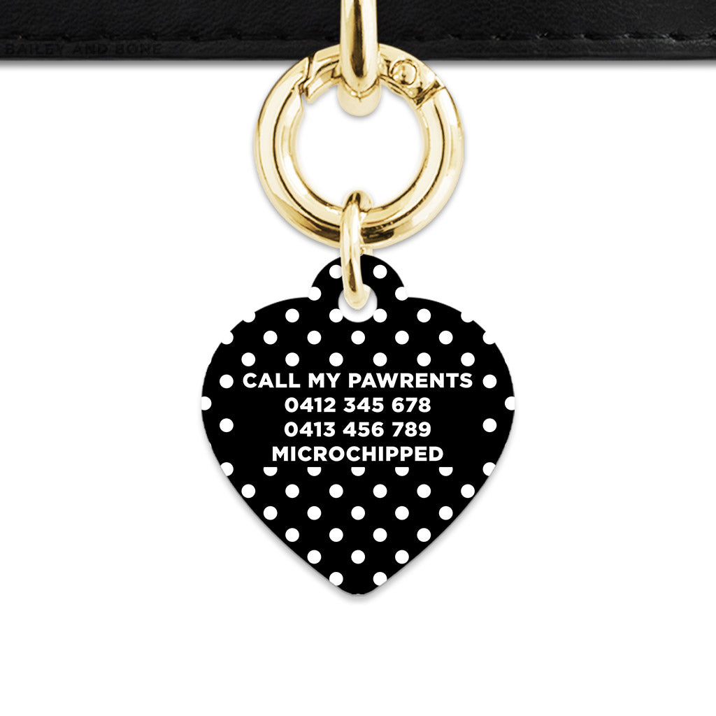 Black And White Polka Dots Pet ID Tag