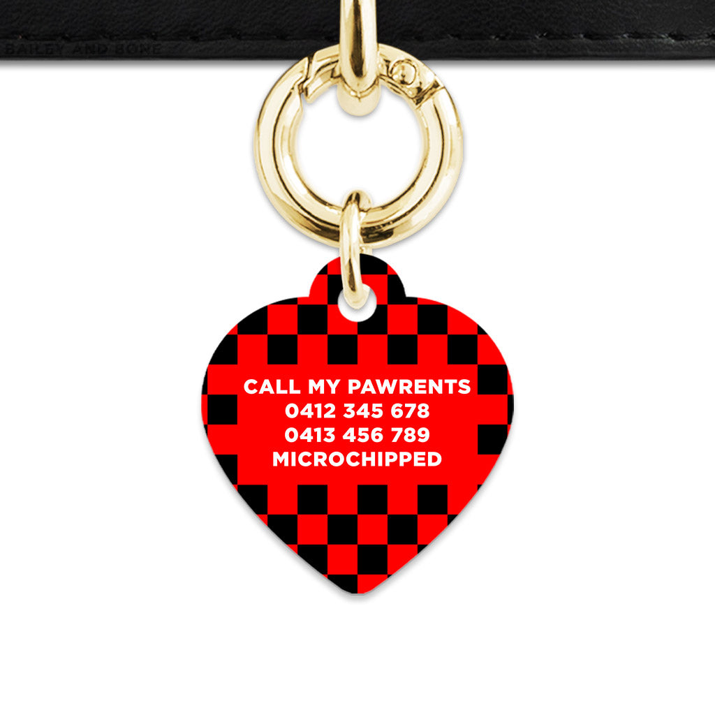 Black And Red Checkers Pet ID Tag