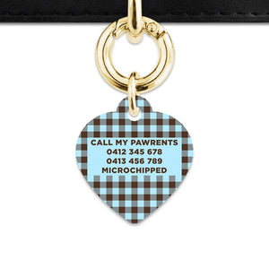 Blue And Brown Gingham Pet ID Tag