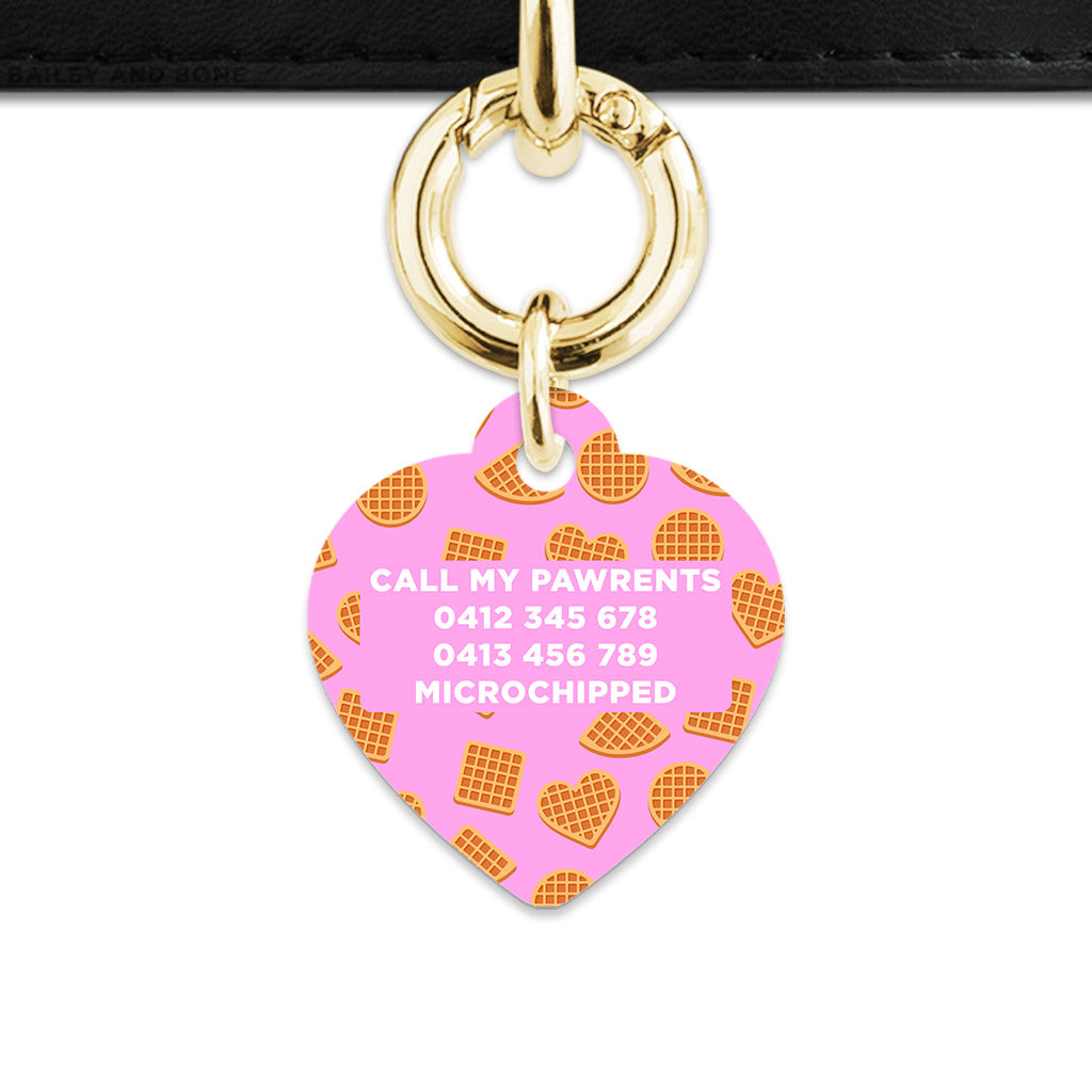 Pink Waffles Pattern Pet ID Tag