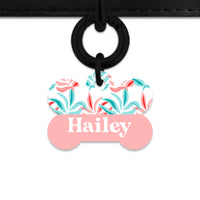 Pink And Blue Tropical Leaves Pet ID Tag