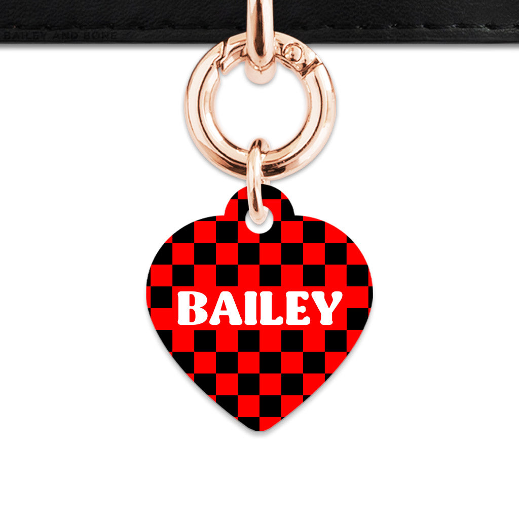 Black And Red Checkers Pet ID Tag