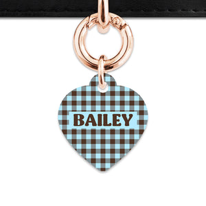 Blue And Brown Gingham Pet ID Tag