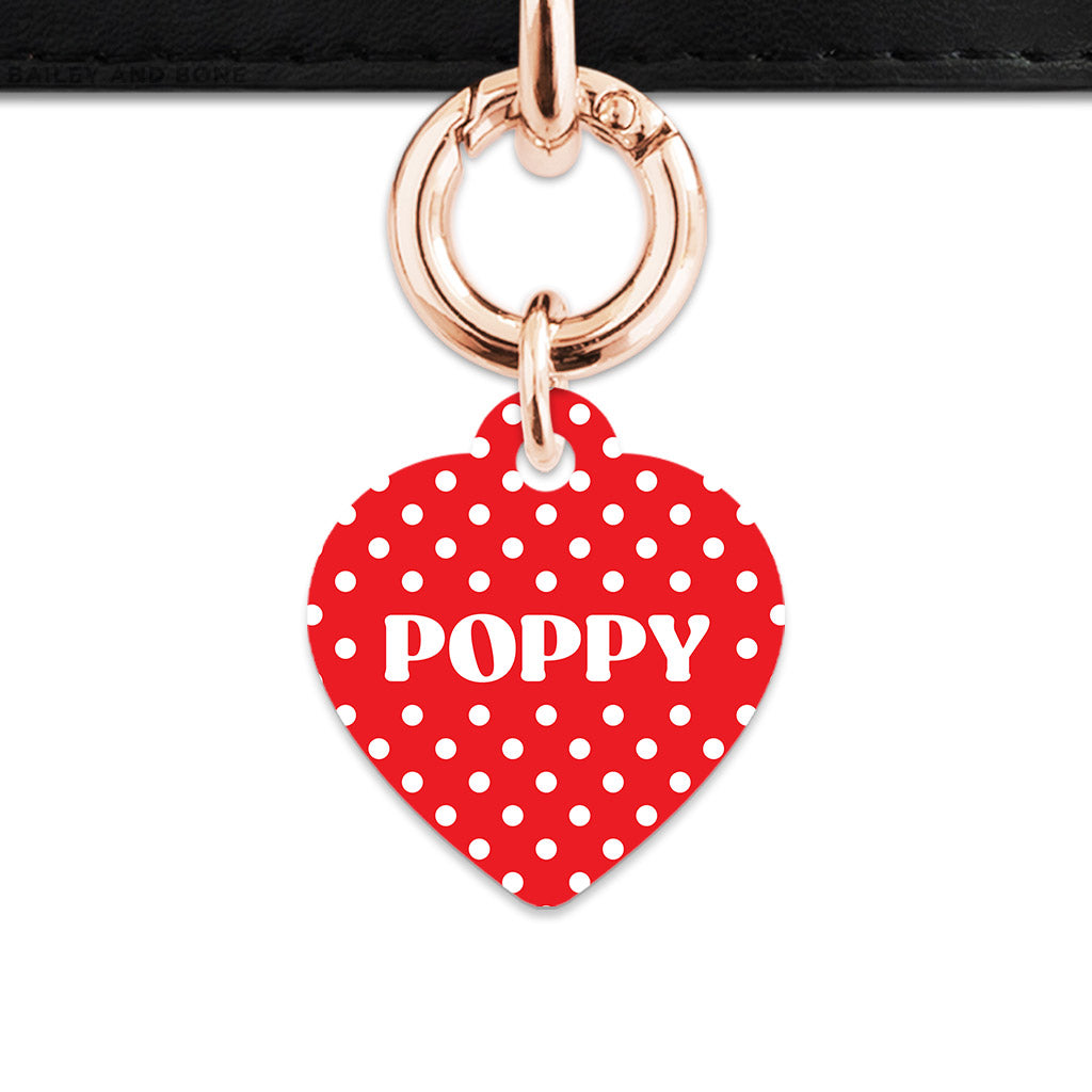Red And White Polka Dots Pet ID Tag