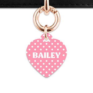 Pink And White Polka Dot Pet ID Tag