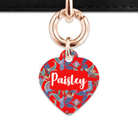 Red Paisley Pattern Pet ID Tag
