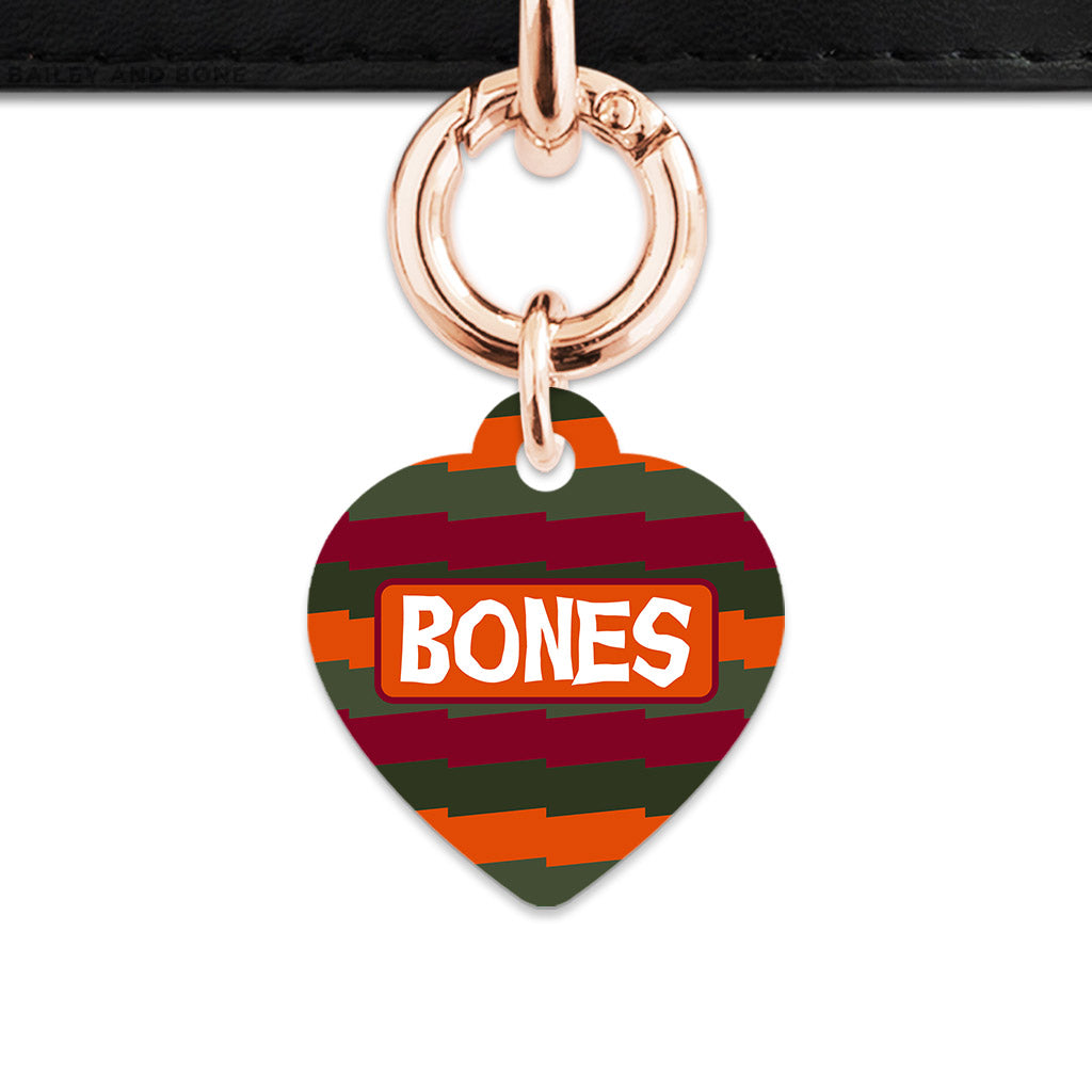 Green And Orange Spooky Stripes Pet ID Tag