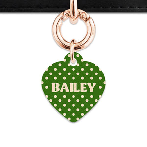 Green And Beige Polka Dots Pet ID Tag