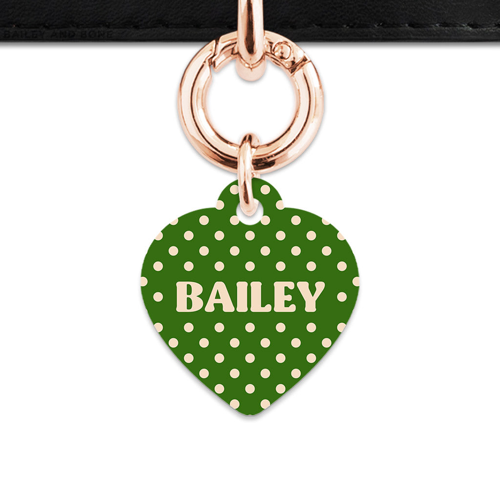 Green And Beige Polka Dots Pet ID Tag