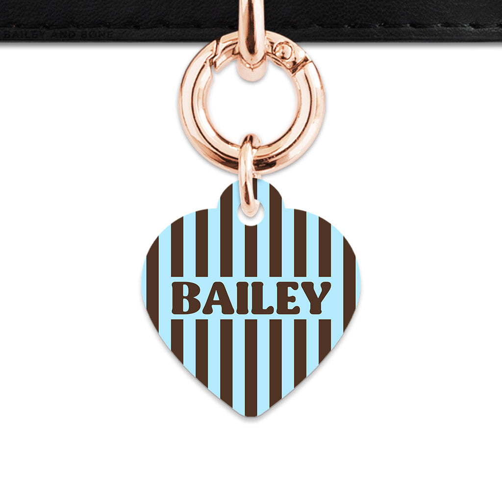Blue And Brown Stripes Pet ID Tag