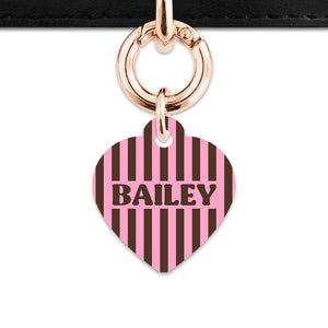 Pink And Brown Stripes Pet ID Tag