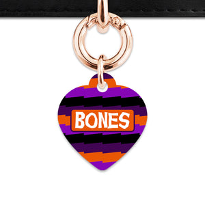 Purple And Orange Spooky Stripes Pet ID Tag