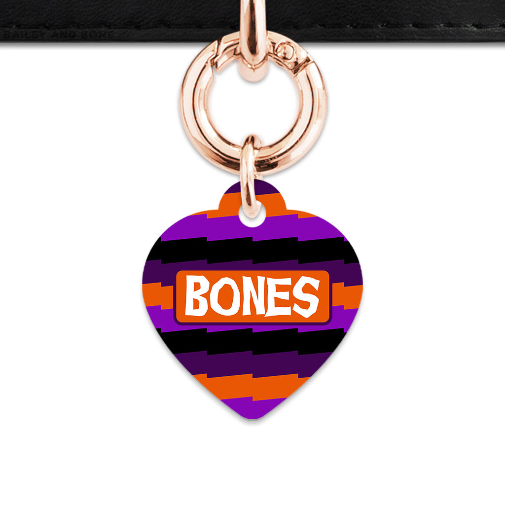Purple And Orange Spooky Stripes Pet ID Tag