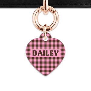 Pink And Brown Gingham Pet ID Tag