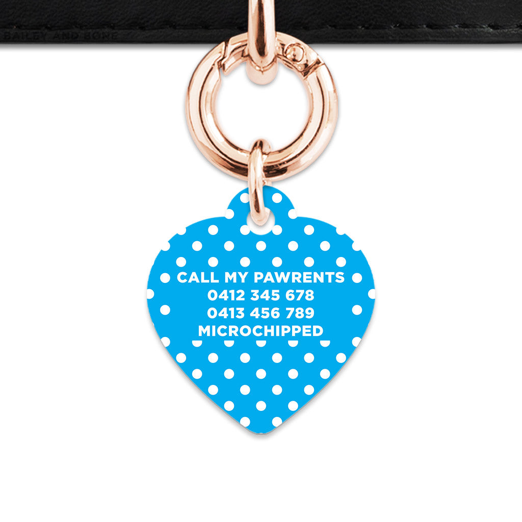 Blue And White Polka Dots Pet ID Tag