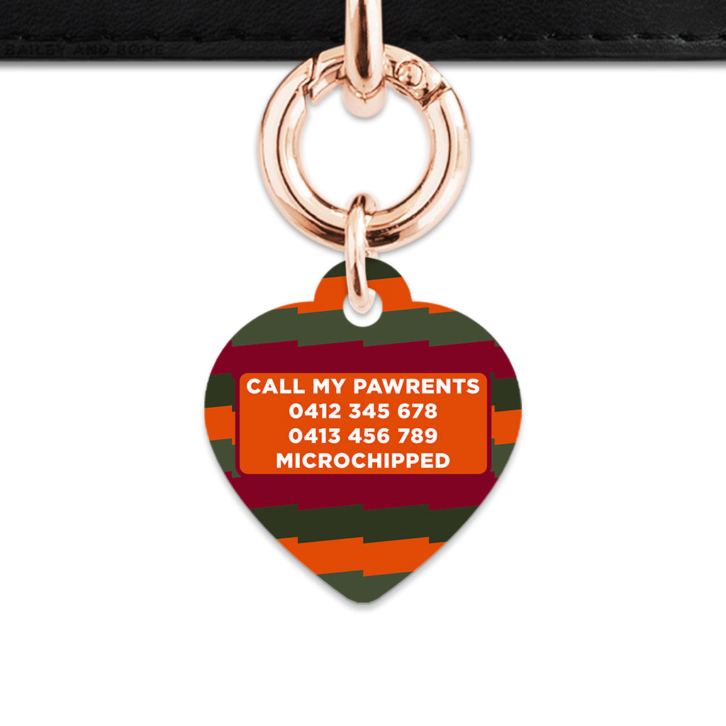 Green And Orange Spooky Stripes Pet ID Tag