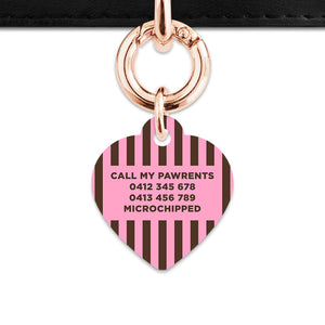 Pink And Brown Stripes Pet ID Tag