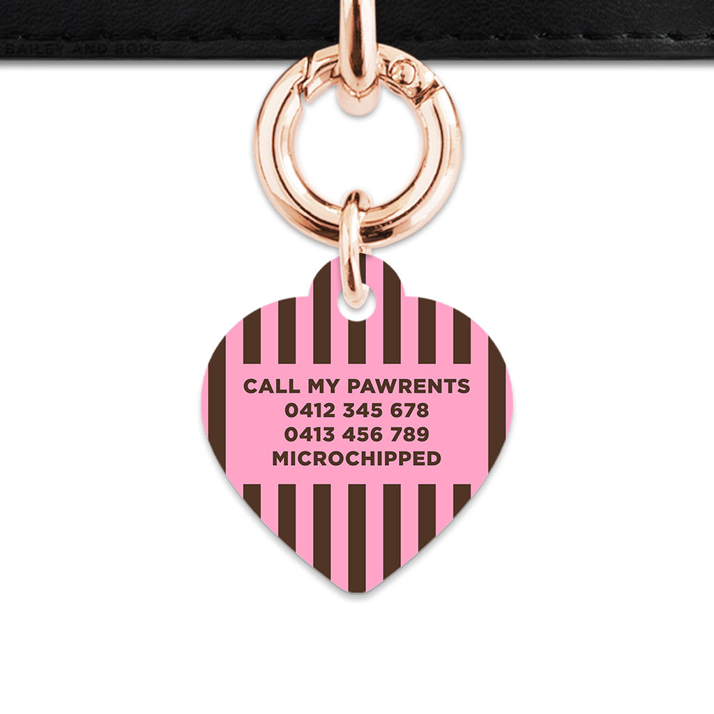 Pink And Brown Stripes Pet ID Tag