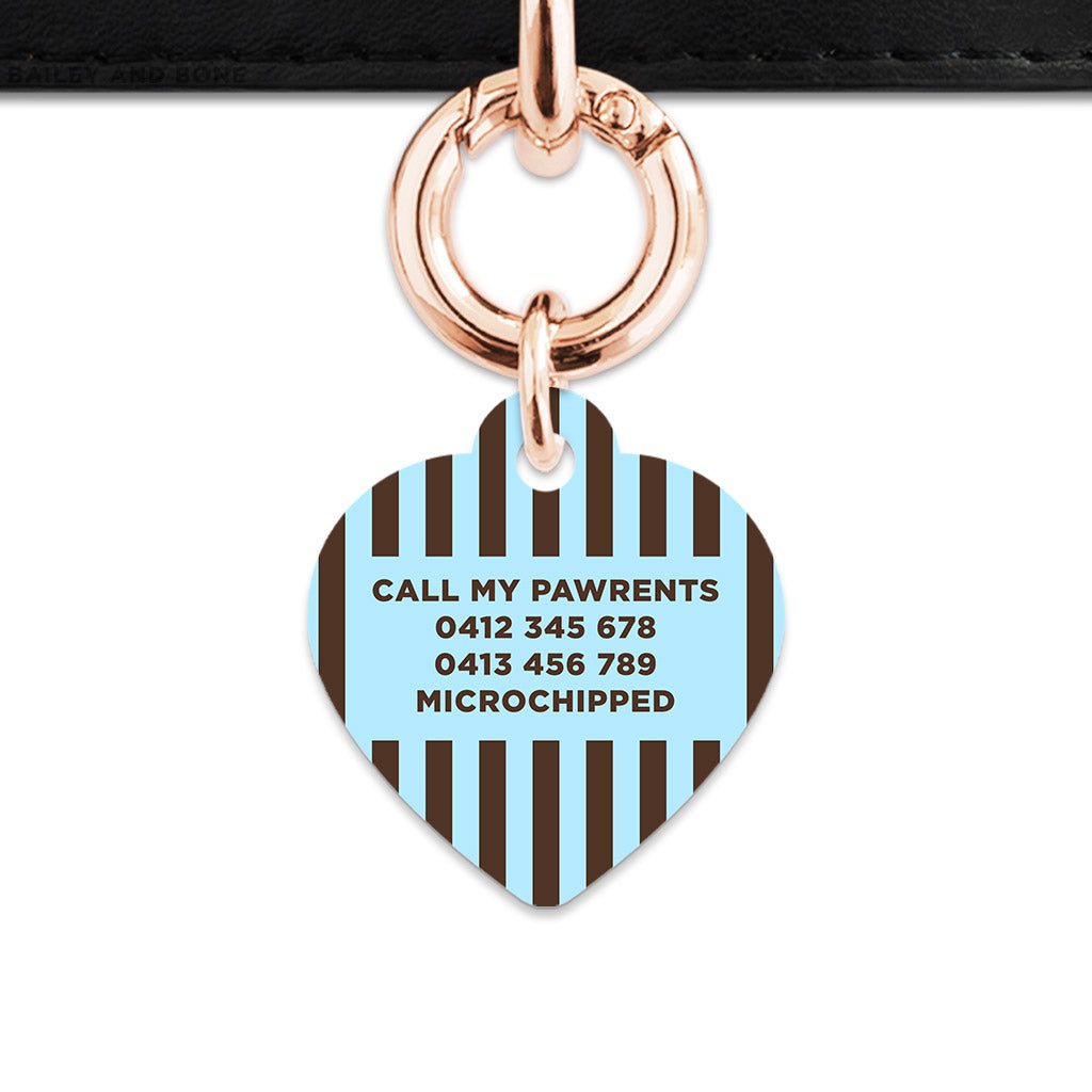 Blue And Brown Stripes Pet ID Tag
