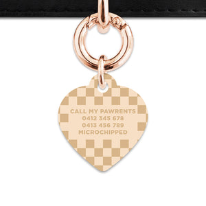 Beige And Tan Checkers Pet ID Tag