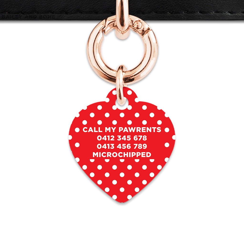 Red And White Polka Dots Pet ID Tag