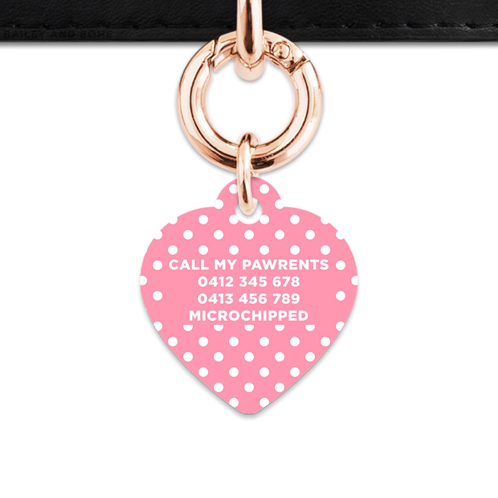 Pink And White Polka Dot Pet ID Tag