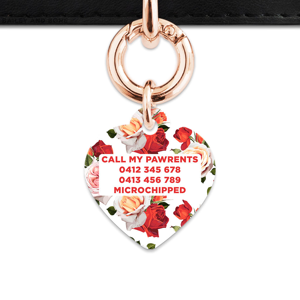 Red And White Roses Pet ID Tag