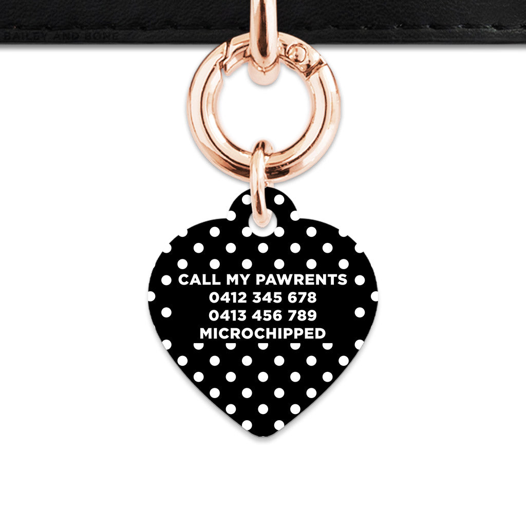 Black And White Polka Dots Pet ID Tag