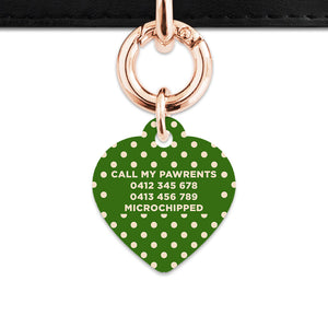 Green And Beige Polka Dots Pet ID Tag