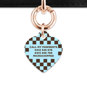 Blue And Brown Checkers Pet ID Tag