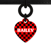 Black And Red Checkers Pet ID Tag